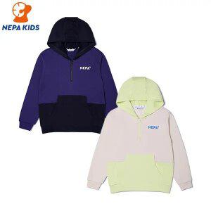 NEPA KIDS 네파키즈  네크 짚 후드 컬러블럭 기모 티셔츠 KHF6003