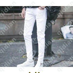 캐주얼 스타일링 남자 백바지 코디 흰바지 찢청 찢어진 청바지 블랙진 a