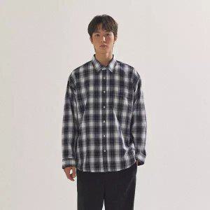 [팔랩] 남여공용 시그니처 체크포인트 오버핏 셔츠_PL24S3SH025_NV