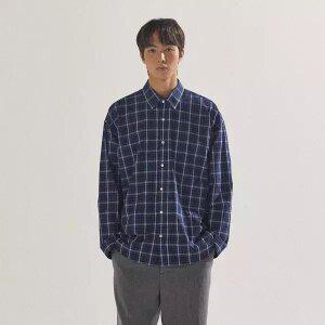 [팔랩] 남여공용 에센셜 오버핏 타탄 체크 셔츠_PL24S3SH021_NV
