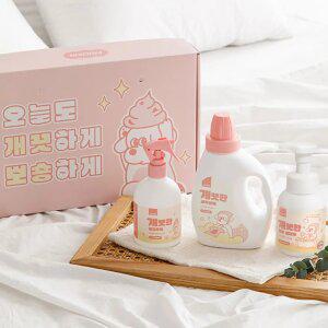 뽀숑하우스 개끗한 강아지 고양이 선물세트(버블 세정제+배변클리너+세탁세제)