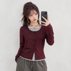 [체이스컬트] [3Color] W 골지 레이어드 티셔츠