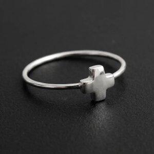 엘렌쥬얼리 실버 925 Silver 스퀘어 십자가 미스 링 은 실 반지