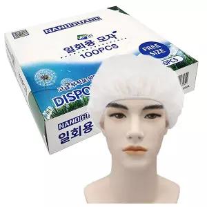 [나노가드] 라운드캡 일회용 부직포 위생모 (25g) 일반중량 1000매입(100매x10팩) - 위생모자 방진모