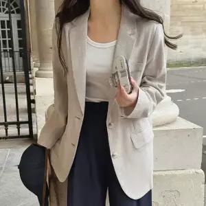 모스트 데일리 린넨 자켓 여름 여성 시원한 데일리룩 면 마소재
