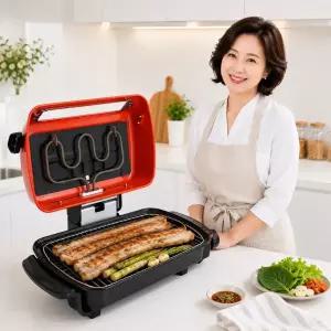 디오첸 양면 전기그릴 연기 안나는 가정용 캠핑용 고기 분리형 생선구이