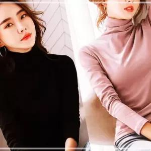 레이어드 겨울 기본이너 무지 기모 티셔츠 목티 폴라 KW7A22D4
