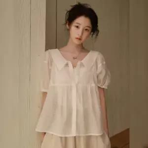 [롯데백화점]올리브데올리브 퍼프소매 리본 시어 블라우스OW6MB602