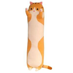 고양이 냉감인형 인형쿠션 동물 바디필로우 부드러운 꿀잠 쿠션 u자 50cm 회색 0 안는 긴베개 대형