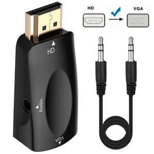 HDMI 호환 VGA 어댑터 변환기, 3.5mm 오디오 케이블 비디오 잭, Xbox PS4 TV 박스-프로젝터용 풀 HD PC 노