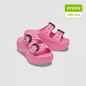크록스 새터데이 플랫폼 딥디드 버클 샌들 우먼 핑크 레모네이드 213246-669 1