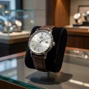 오리엔트 남성 자동 기계식 손목시계 오토매틱 드레스 화이트 실버 RN-AC0F07S