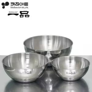 키친아트 스텐 믹싱볼 3종세트 그릇 대접 면기