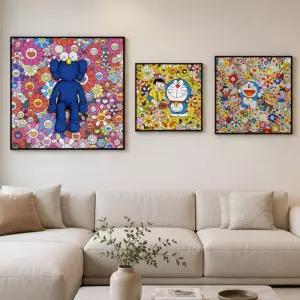 무라카미다카시 그림액자 팝아트 도라에몽 50X50 조합 일러스트 40X40 60X60cm