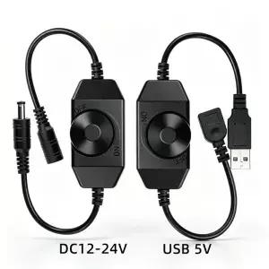 LED 노브 회전식 디머 스위치 DC1224V USB 5V 겸용 무단계 밝기조절 온오프 일체형 PWM 컨트롤러 가정 및