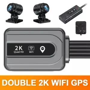 듀얼 2K 무화면 오토바이 DVR 전신 방수 모토 카메라 WiFi GPS 블랙박스 전후방 주행 영상 녹화기