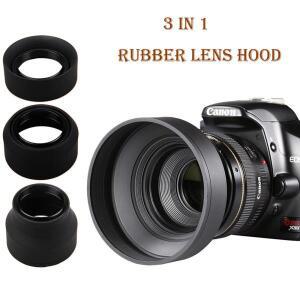 49mm 52mm 3단계 3 in 1 접이식 고무 렌즈 후드 (캐논, 니콘 DSLR 카메라용)