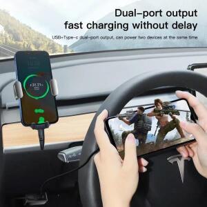 자동차 OBD 충전 허브 테슬라 호환 모델 3/Y/X/S용 USBC타입 듀얼 스플리터 어댑터 휴대폰 액세서리