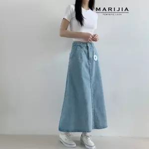 [MARIJIA] 다트 맥시 롱 데님 스커트_MDEB25028