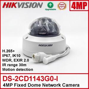 Hikvision 4MP DS-2CD1143G0-I POE WDR EXIR 2.0 H.265+ IR 30m IP67 IK10 미니 고정 돔 네트워크 카메라
