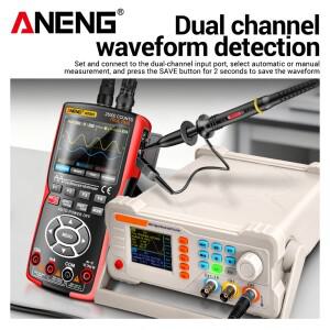 ANENG 디지털 오실로스코프 멀티미터 50MHz 대역폭 280MSa/s 신호 발생기 파형 데이터 저장 듀얼 채널 테