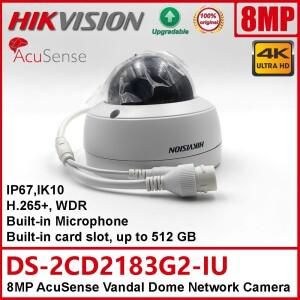 Hikvision DS-2CD2183G2-IU 8MP 4K POE IR AcuSense 내장 마이크 고정 돔 네트워크 카메라 깊은 학습
