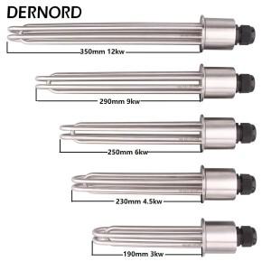 DERNORD 2인치 트라이 클램프 브루잉 SUS304 전기 물탱크 히터 관형 발열체 220V/380V 3KW 4.5KW 12KW