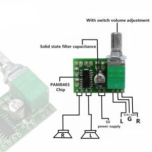 5-10PCS PAM8403 5V 전원 오디오 증폭기 보드 스피커 모듈 스위치 전위차계가있는 2 채널 3W 볼륨 USB 공