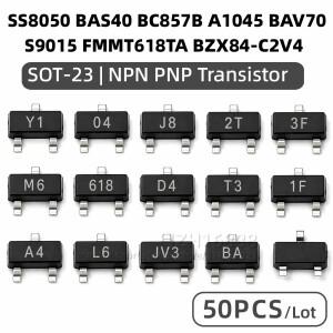 NPN 트랜지스터 SOT23/S9018/MMBT4403/S9015/FMMT618TA//BZX84-C2V4/2SC1623/BAT54/A1015 Y1 04 J8 2T M6