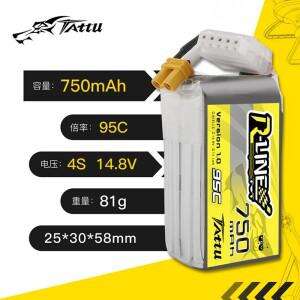 TATTU-R-LINE 1.0 4S 14.8V 750mAh 95C 리튬폴리머 배터리 RC 헬리콥터 쿼드콥터 FPV 레이싱 드론 부품 XT