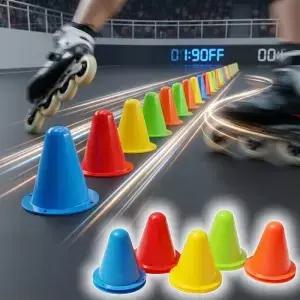 다채로운 롤러 스케이팅 훈련 콘 내구성 있는 플라스틱 슬라럼 마커 스케이트보드 축구 민첩성 및 스포츠용