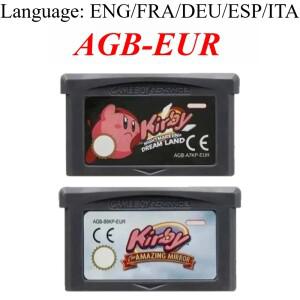 미국/유럽 키르비 게임 카트리지 32비트 비디오 콘솔 카드 영어 버전 GBA NDS용 놀라운 미러 나이트메어