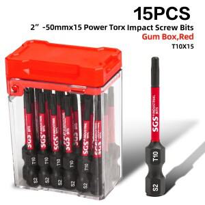15피스 T10 임팩트 톡스 드라이버 세트, 산업용 S2 강철, 블랙 인산염 처리, 부식 방지 및 녹 50mm 길이,