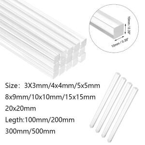 1-20pcs 아크릴 사각 막대 3x3/4x4/5x5/6x6/8x8/10x10/15x15/20x20mm 길이 100mm-500mm 다웰 스틱