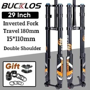 BUCKLOS 듀얼 크라운 인버티드  포크 DH MTB 서스펜션 15x110mm 부스트 전기 자전거 다운힐 부품 26/27인치