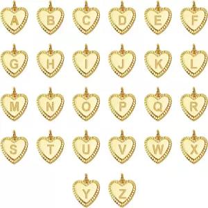 KDTV 26PCS 8K 금으로 채워진 글자 매력 팔찌 귀걸이 목걸이용 하트 디자인 A-Z 알파벳 구슬 DIY 공예