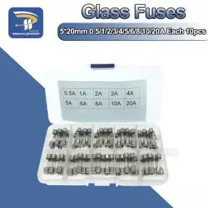 빠른 블로우 유리 튜브 100 개/세트 5x20mm 0.5/1/2/3/4/5/6/8/10/20A 250V 각 10 개 퓨즈 모듬 키트 타격