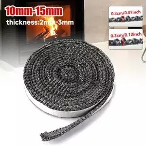 10/15mm 벽난로 씰링 로프 목재 연소 스토브 도어 자체 접착 유리 섬유 코드 교체 검정색 켓 테이프