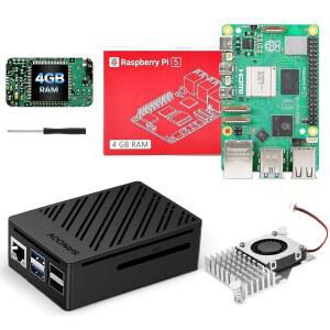 SANOOV 라즈베리 파이 5 4GB 키트, 액티브 쿨러 및 ABS 케이스가 장착된 RAM 싱글 보드 컴퓨터, IoT 로보틱스 레트로 게이밍을 위한 스타터 키트 완성