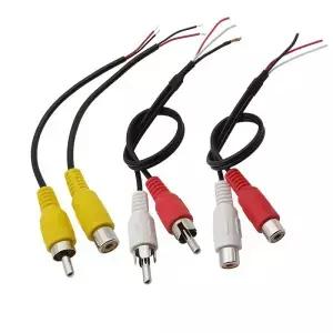 2Pcs RCA 남성 플러그/여성 소켓 오디오 케이블 연장 와이어 커넥터 어댑터 비디오 코드 피그 용접 DIY