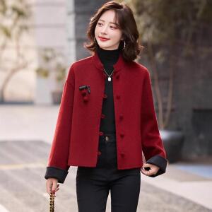 깜2 여성 차이나 버클 체리 숏 봄 가을 겨울 양면 모직 코트