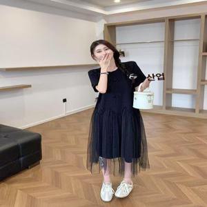 모두팜 여성 니트 망사 임부 원피스 스타일 마마 임부복 여름 MOC