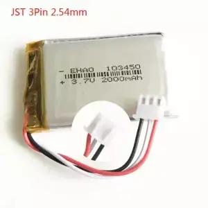 3.7V 2000mAh 103450 JST 2.54mm 3핀 플러그 GPS 네비게이터 DVD 전자책 카메라용 리포 충전식 배터리