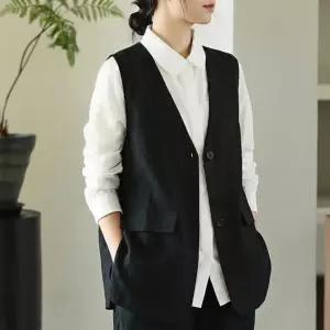 여성 빅사이즈 봄 여름 가을 포켓   쿨 마 조끼 데일리 루즈핏 오피스룩 베스트