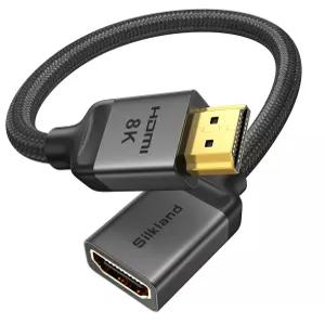 실크랜드 8K HDMI 확장 케이블 0.5FT 쇼트 익스텐더 2.1 8K@60Hz 남성 대 여성 어댑터 파이어 스틱 Roku TV