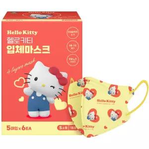 산리오 헬로키티 입체마스크 소형 5매입 X 6개 30매입 유아 키즈 캐릭터 필터 마스크