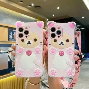 삼성 X 커버용 귀여운 곰 크로스 바디 로프 랜야드 폰 케이스 7 5 M13 M53 M52 M33 M23 M14 M54 M15 M55