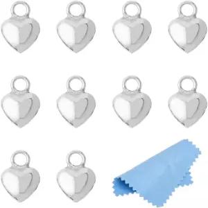홉스프링 10pcs 925 스털링 실버 하트 참 세트 - 여성용 목걸이 팔찌 귀걸이를 위한 DIY 주얼리 만들기