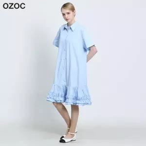 [오조크(OZOC)] 밑단 프릴 반팔 미니원피스 (택가격 142000원)