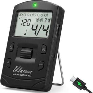 피아노, 기타, 드럼, 바이올린 및 모든 악기를 위한 Ulumac AM-709 충전식 디지털 메트로놈 (USB-C 케이블 포함) | 보컬 카운팅, 빅 사운드, 대형 화면, 쉬운
